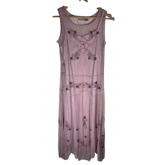 VTG Whimsy Fairy Dress Newport News Pink Beaded Dress Sleeveless 6 Embellished - Picture 1 of 13